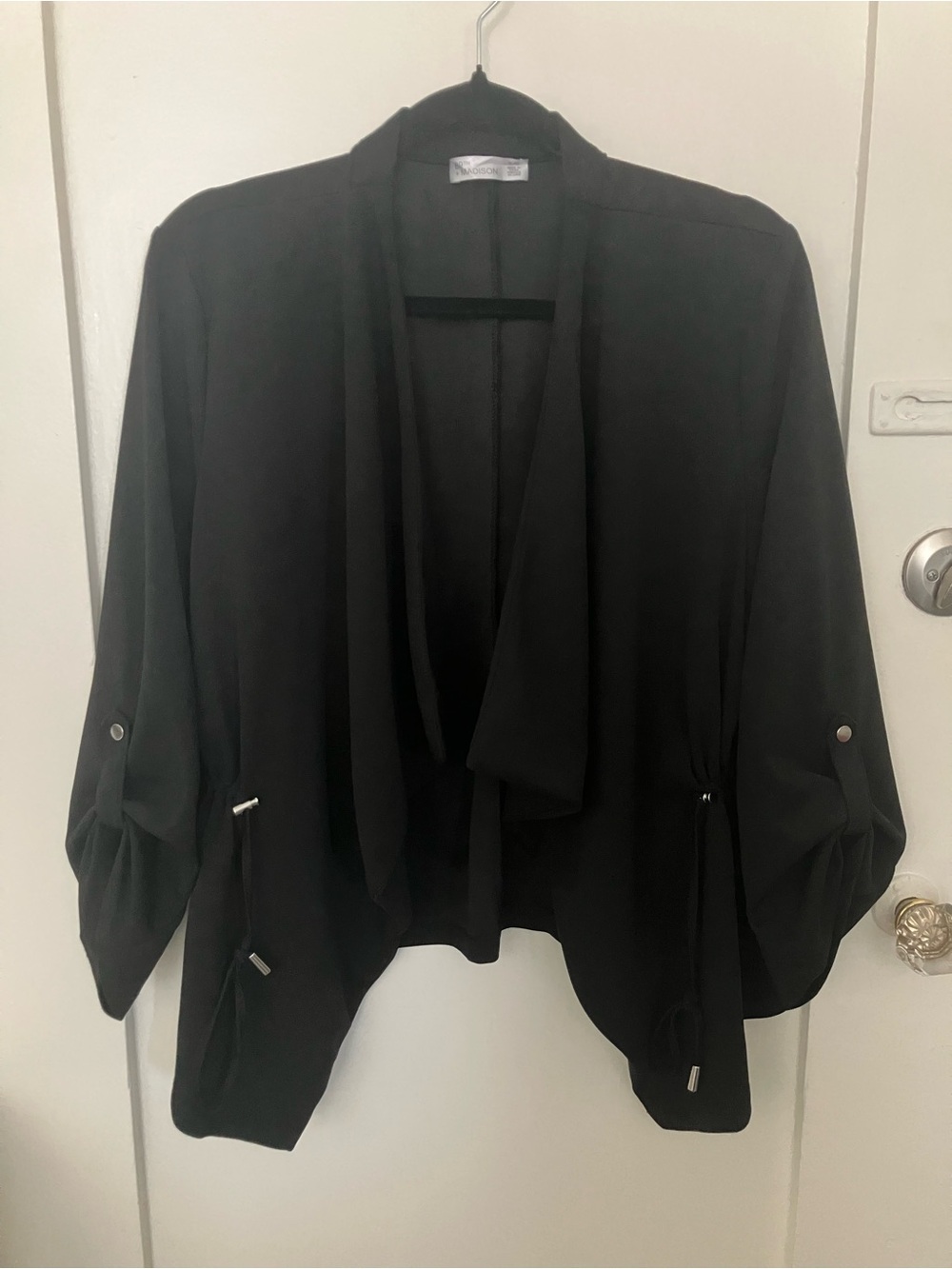 89th + Madison Black Open Front Cardigan, Size XL